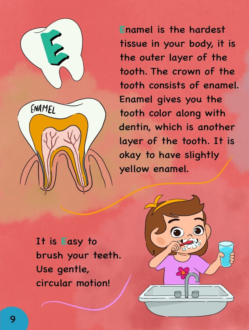 Alphabet dental book of the letter E